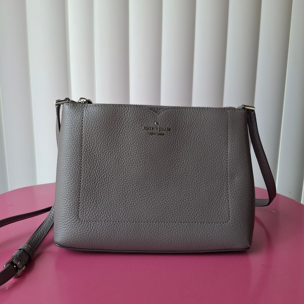 Kate Spade Small Crossbody Bag Grey Pebbled Leather S338 Adjustable Strap